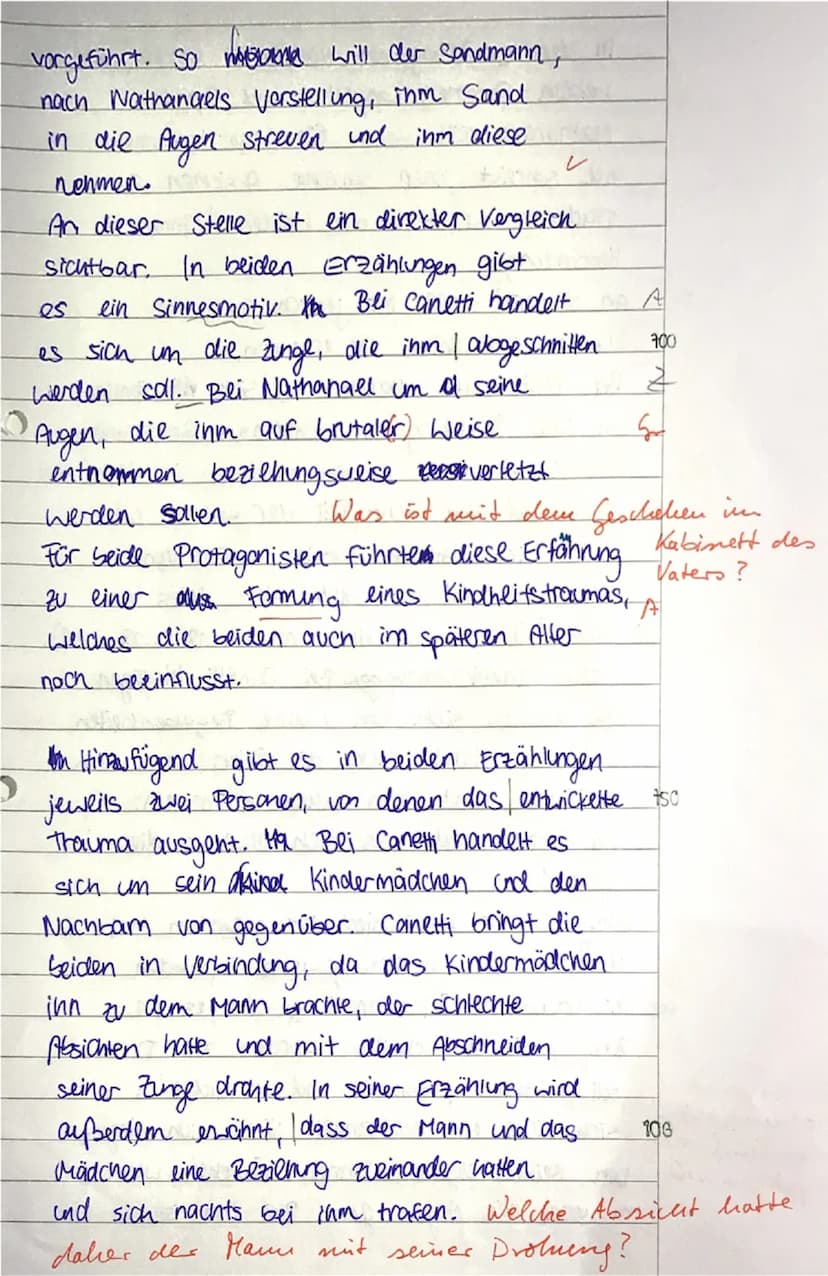 Deutschklausur Nr. 2 (12 LK)
Thema: E.T.A. Hoffmann: „Der Sandmann"- Kindheitserlebnisse im Vergleich
Aufgaben:
1. Geben Sie den Inhalt des 