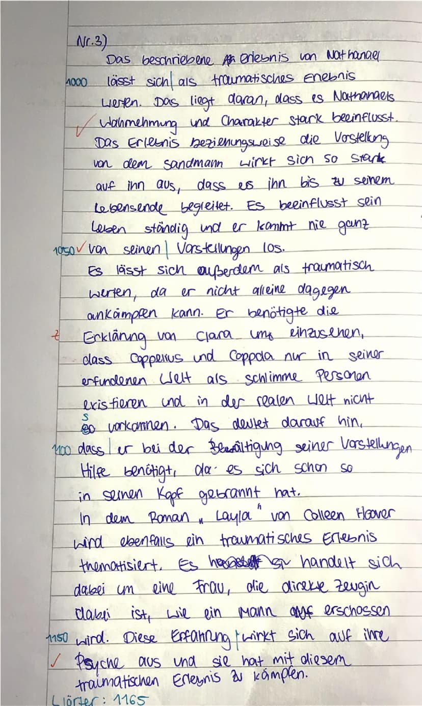 Deutschklausur Nr. 2 (12 LK)
Thema: E.T.A. Hoffmann: „Der Sandmann"- Kindheitserlebnisse im Vergleich
Aufgaben:
1. Geben Sie den Inhalt des 