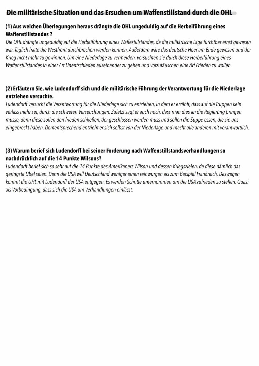 Glossar
Zusammenfassung wichtiger Punkte/
Begriffe der Seiten 190-169
Die Revolution 1918/19: Eine verratene Revolution ?
Um die Gründe der 