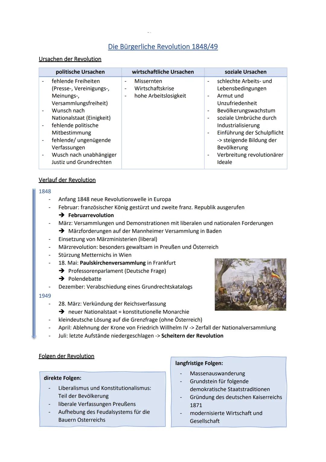 # Ursachen der Revolution

Die Bürgerliche Revolution 1848/49

| politische Ursachen                                                        
