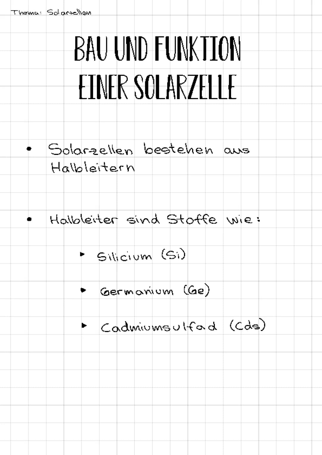 Bau und Funktion einer Solarzelle