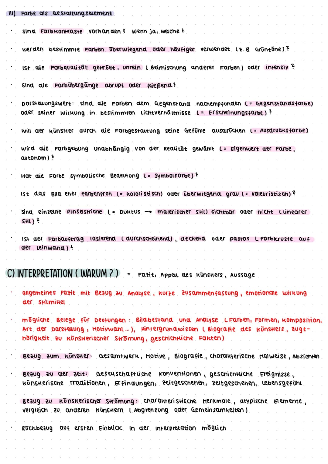 Kunet Abitur: Werkanalyse
A) BESTANDAUFNAHME ( WAS ? )
(1) Allgemeine Daten
künstler, Titel, Jahreszani, Format, Größe, Technik in einer kur