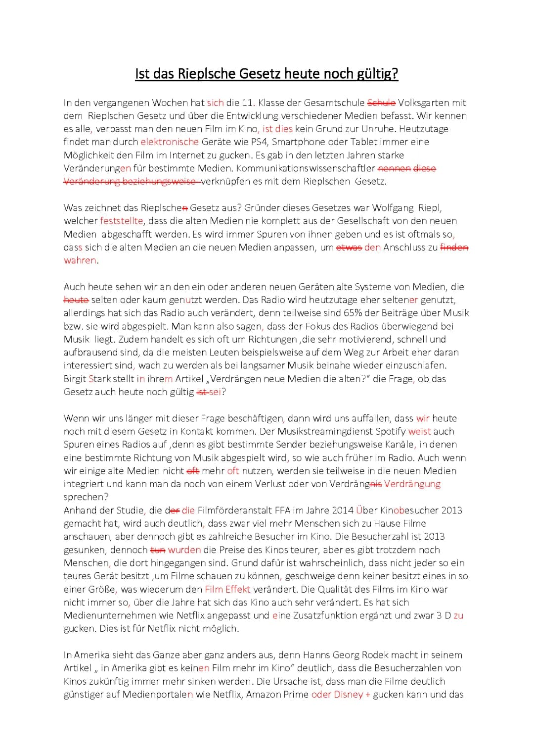 Ist das Rieplsche Gesetz heute noch gültig?