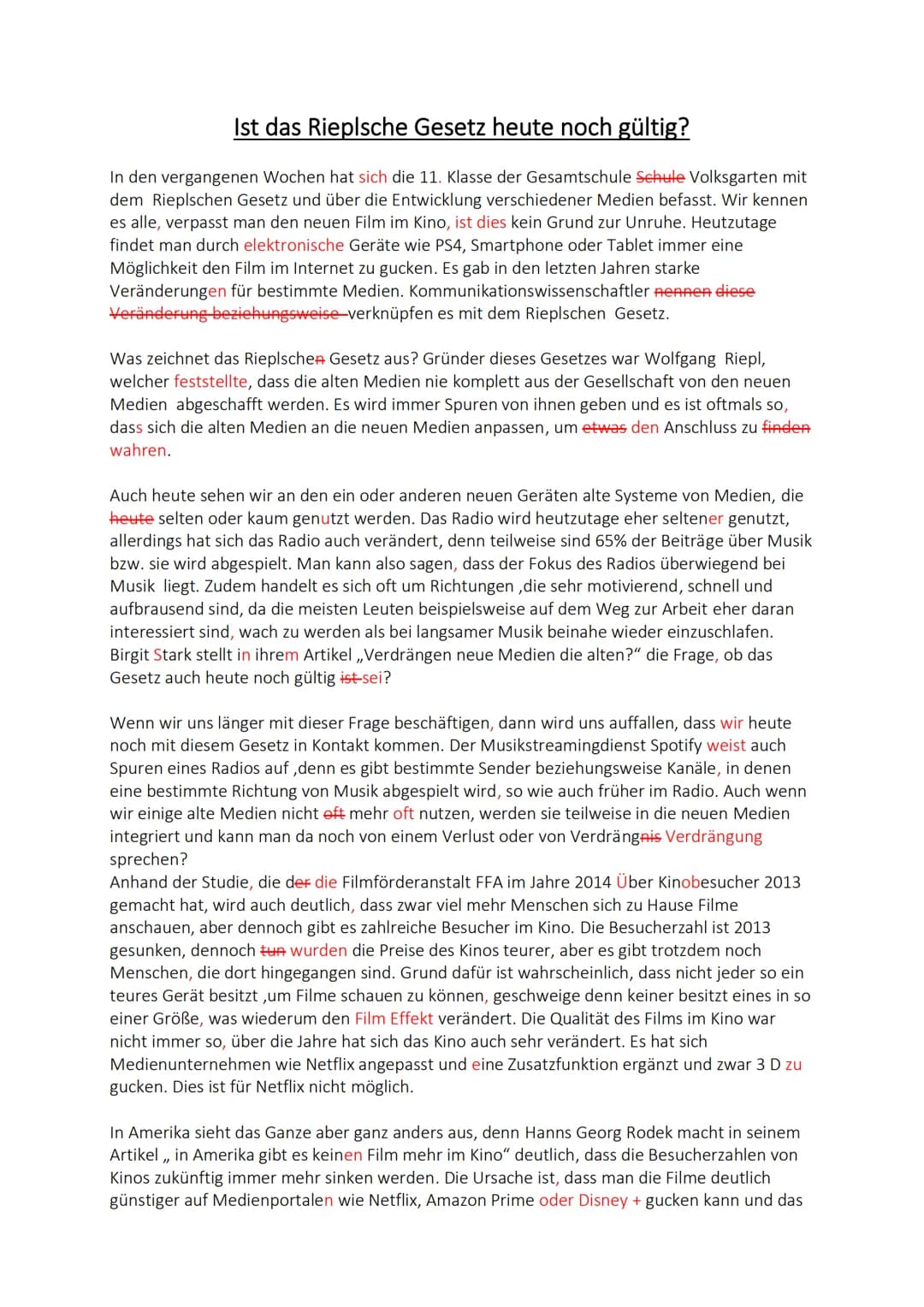 Ist das Rieplsche Gesetz heute noch gültig?
In den vergangenen Wochen hat sich die 11. Klasse der Gesamtschule Schule Volksgarten mit
dem Ri