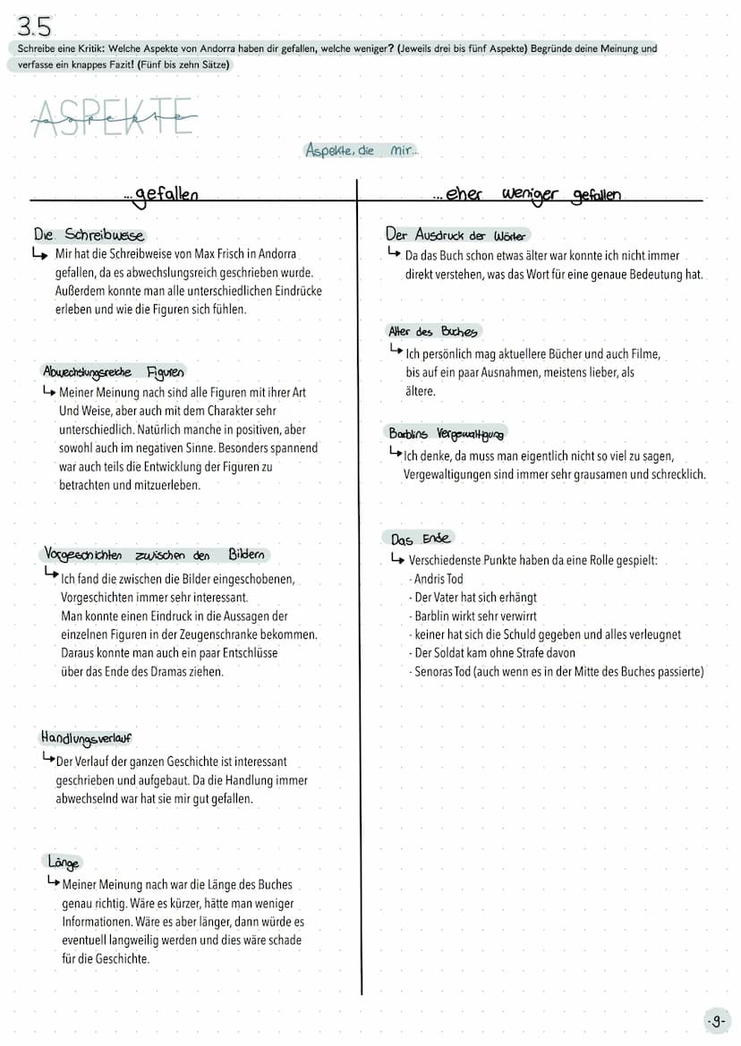 Lesetagebuch
ANDORRA
Von Max Frisch →
Pflichtaufgaben
Inhaltsverzeichnis
3. Personenkonstellation
↳ 3.2 Charakterisierung
↳ 3.3 Gedanken ein