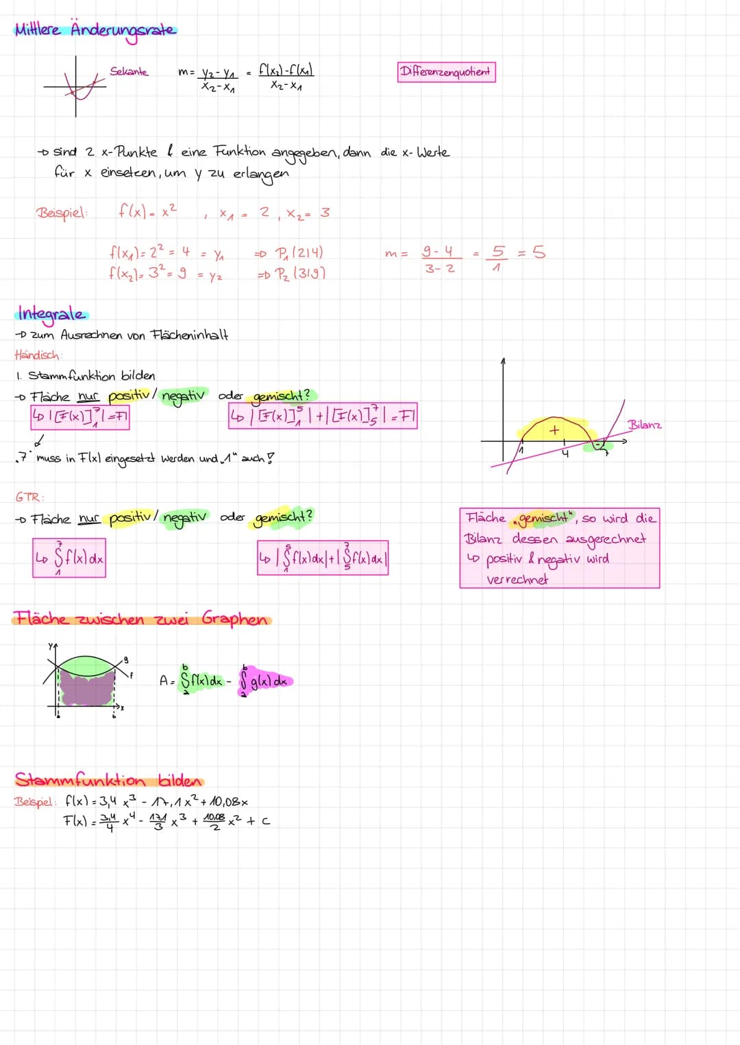 Analysis - Lernzettel
Ganzrationale Funktion
f(x) =
"+an-x-t.
f(x) = 2x4-5x³ + 2x²-x+8
y = m.x+n
Lineare Funktion: Geraden
X
Pl010,51
Q(112)