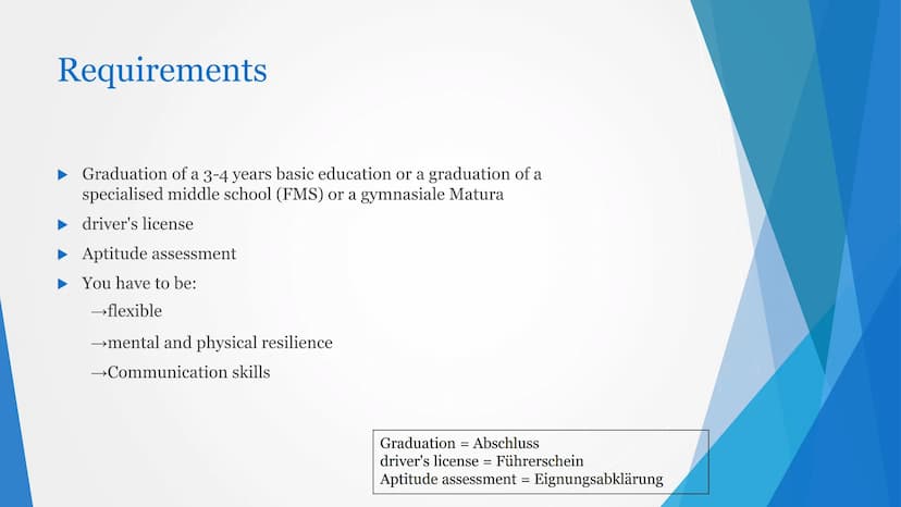 Paramedic Content
► Why do I want to be a paramedic?
Requirements
Education
Tasks
Workwear
► Workplaces
Working hours and the wage
Daily rou