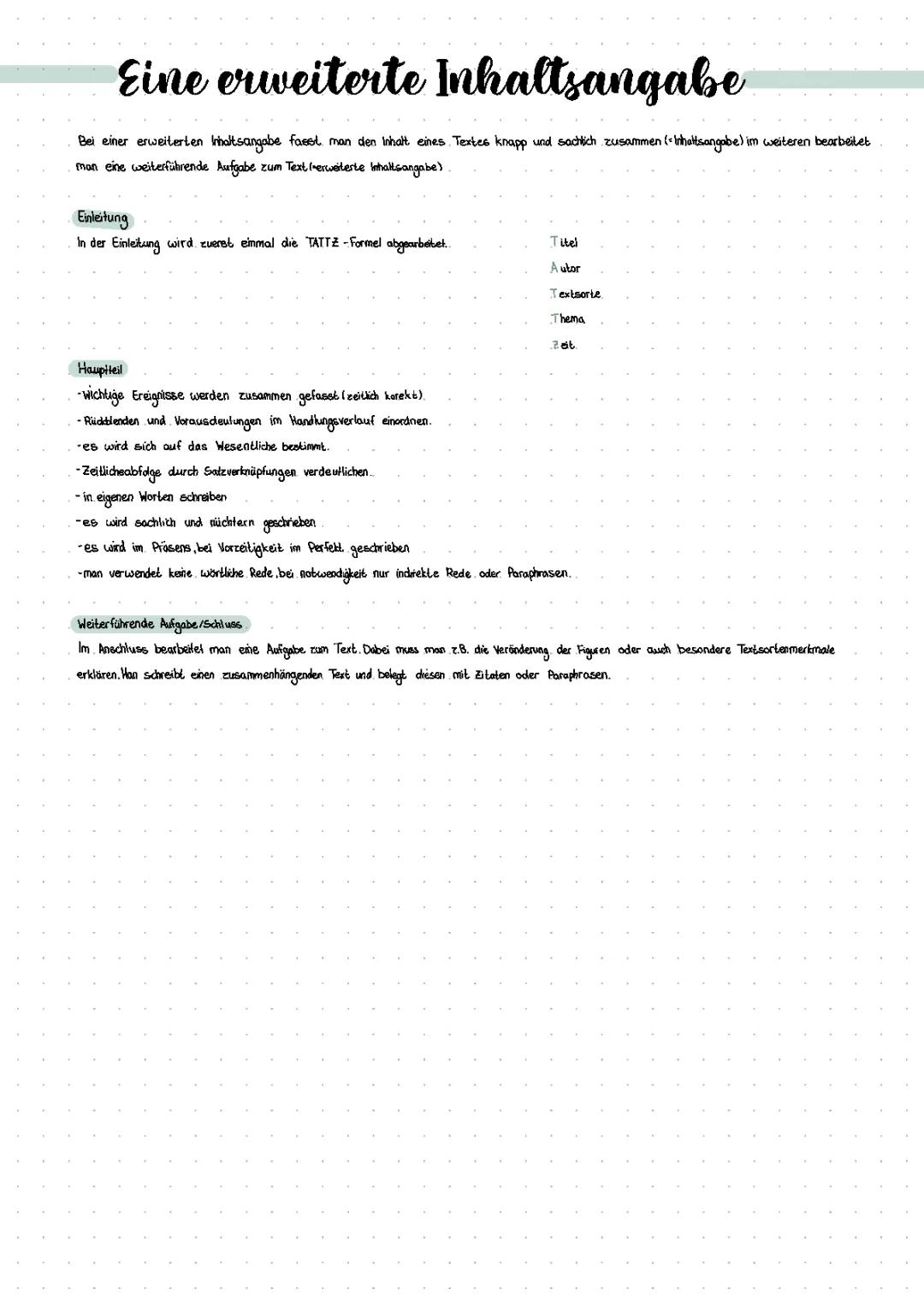 eine erweiterte Inhaltsangabe 