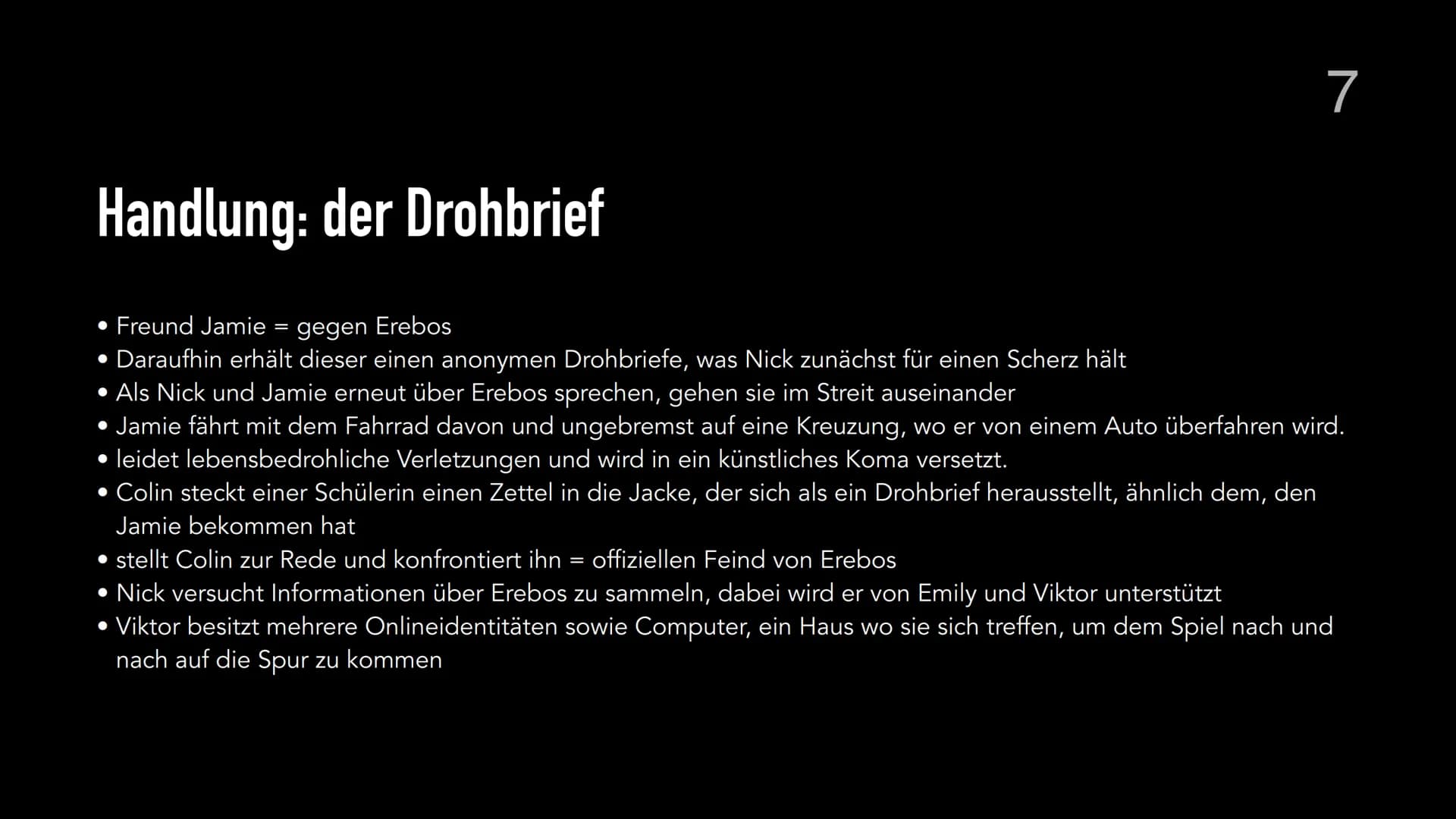 Erebos
IT'S A GAME.
IT WATCHES YOU
1 7. November 2021
Gliederung
1. Steckbrief
2. Einführung
3. Hauptperson Nick / Sarius
4. Inhaltsangabe
5