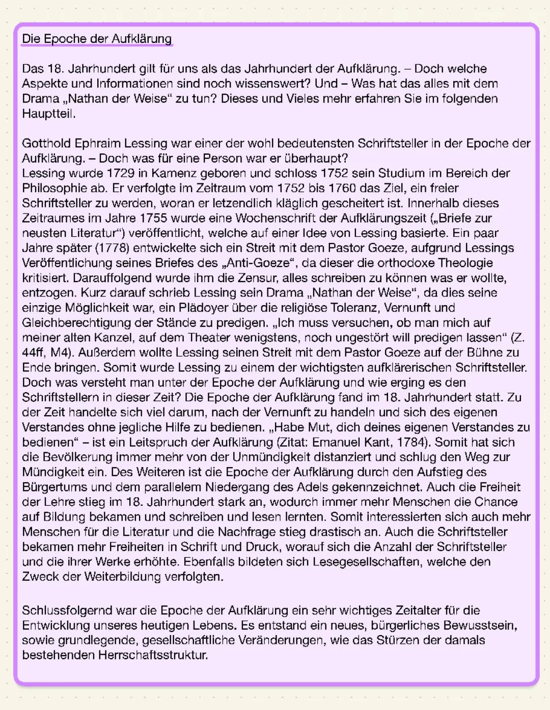 Nathan der Weise: Aufklärung einfach erklärt - Merkmale, Zusammenfassung und wichtige Textstellen