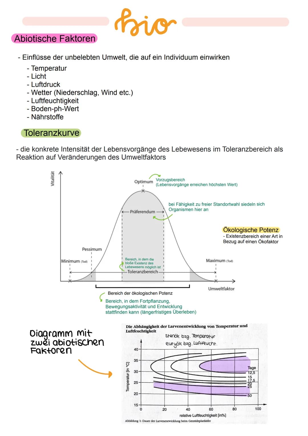 Abiotische Faktoren
- Einflüsse der unbelebten Umwelt, die auf ein Individuum einwirken
- Temperatur
- Licht
- Luftdruck
- Wetter (Niedersch