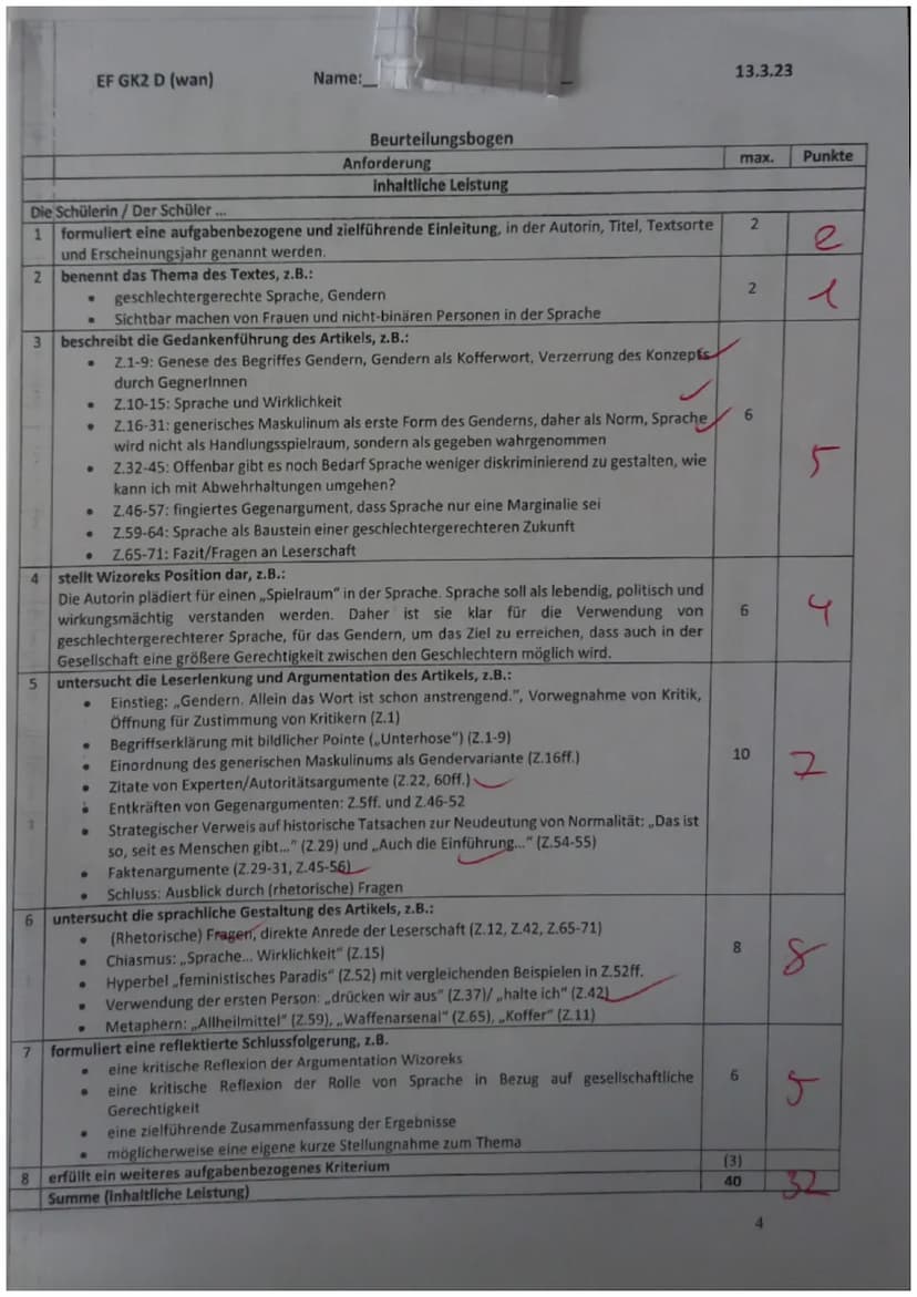 EF GK2 D (wan)
Bearbeitungszeit: 90 min
Hilfsmittel: Wörterbuch in der neuen Deutschen Rechtschreibung
Aufgabe:
Nam
13.3.23
Analysieren Sie 