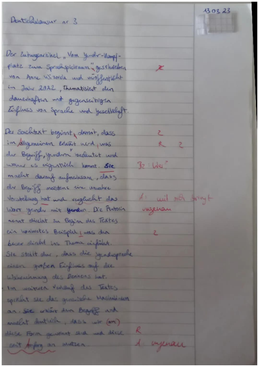 EF GK2 D (wan)
Bearbeitungszeit: 90 min
Hilfsmittel: Wörterbuch in der neuen Deutschen Rechtschreibung
Aufgabe:
Nam
13.3.23
Analysieren Sie 