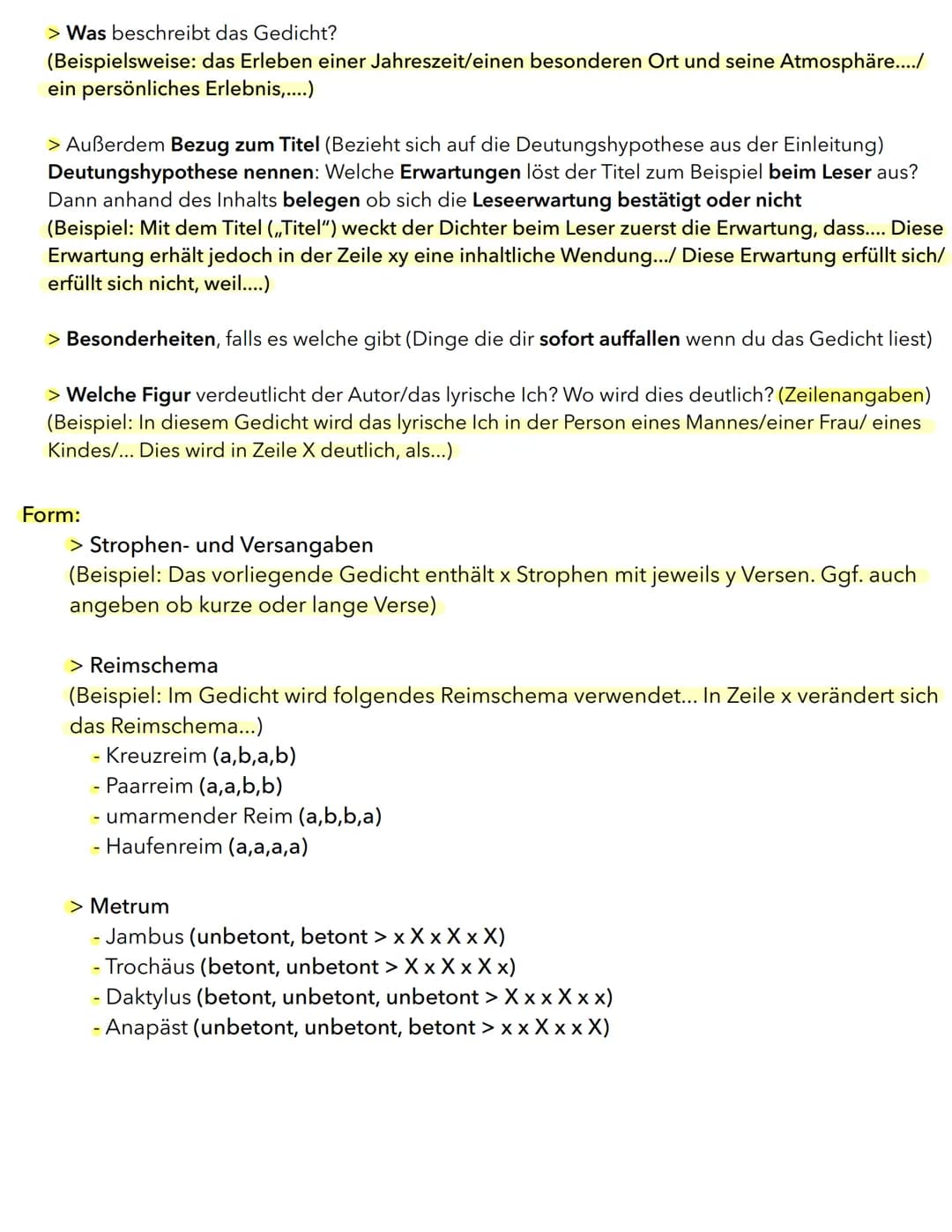 Schlussteil:
Zum Schluss fasst du deine Ergebnisse zusammen und gehst auf die Gesamtaussage
des Textes ein. Außerdem kannst du dich nun auf 