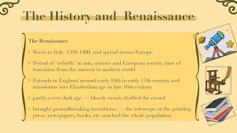 Cau
William Shakespeare > 1. The History
and Renaissance
> 2. Shakespeare's
personal life
Content
> 3. Characteristics
of Shakespeare's
work
