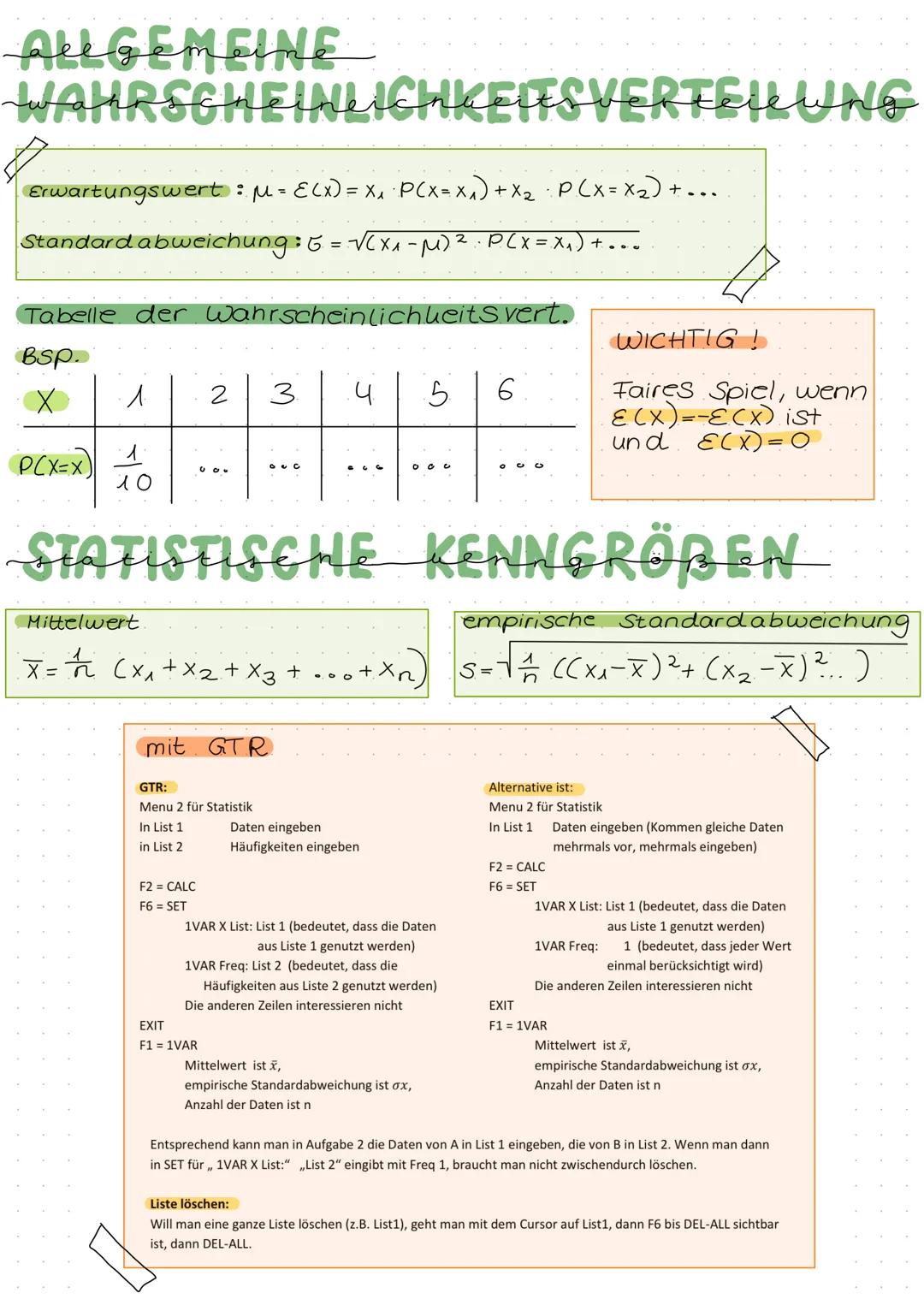 BINOMIALVERTELLUNG
Bedingungen:
→ jeder Versuch ist ein Bernoulli - Versuch
→ Versuchs wiederholungen sind unabhängig.
→ Anzahl n. d. Versuc