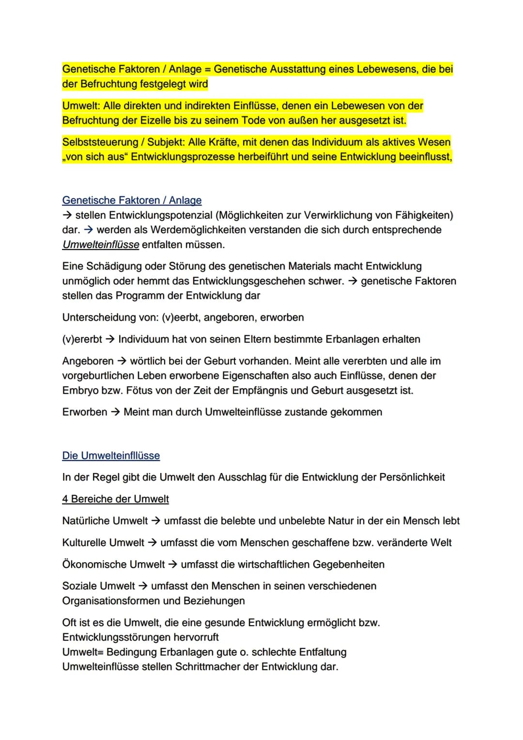 Definition
Der Begriff Entwicklung:
PäPsy EP
Unter Entwicklung versteht man Veränderungen des Erlebens und Verhaltens im
Laufe des Lebens
Di