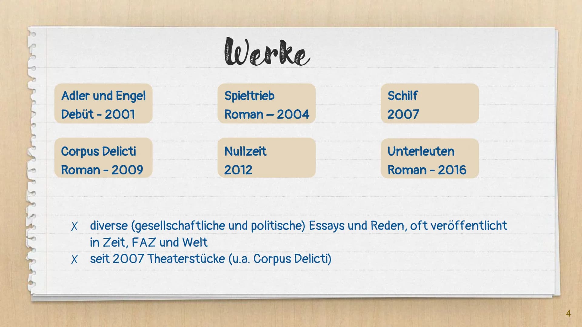 Juli Zeh
- Autorin -
/ Julia Barbara Finck
30. Juni 1974 in Bonn Gliederung
X Leben
X
Werke
X Politisches Engagement
X Gründe für Corpus Del