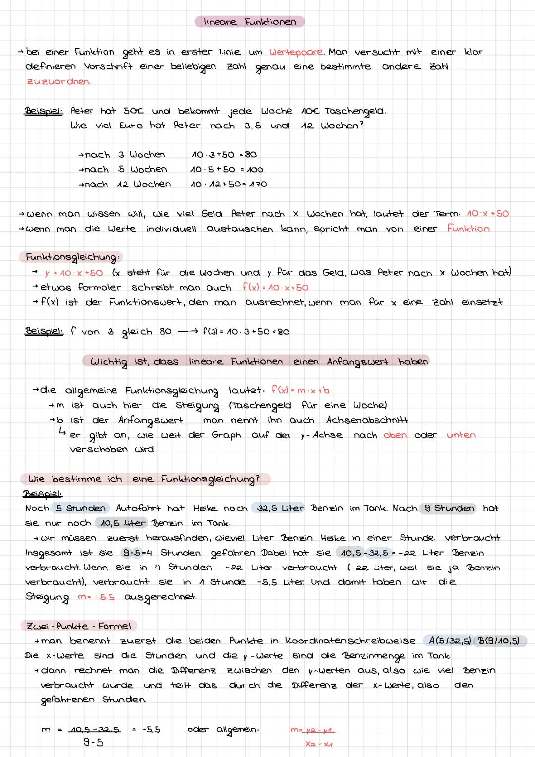 Lineare Funktionen 