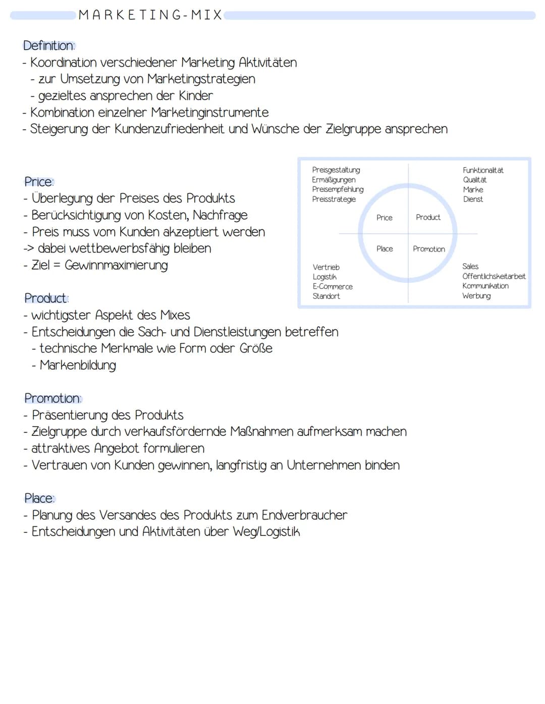 MARKETINGZIELE
- beschreibt eine angestrebte künftige Markposition
- Erreichung dieser Ziele durch abgestimmte Marketinginstrumente
- leiten
