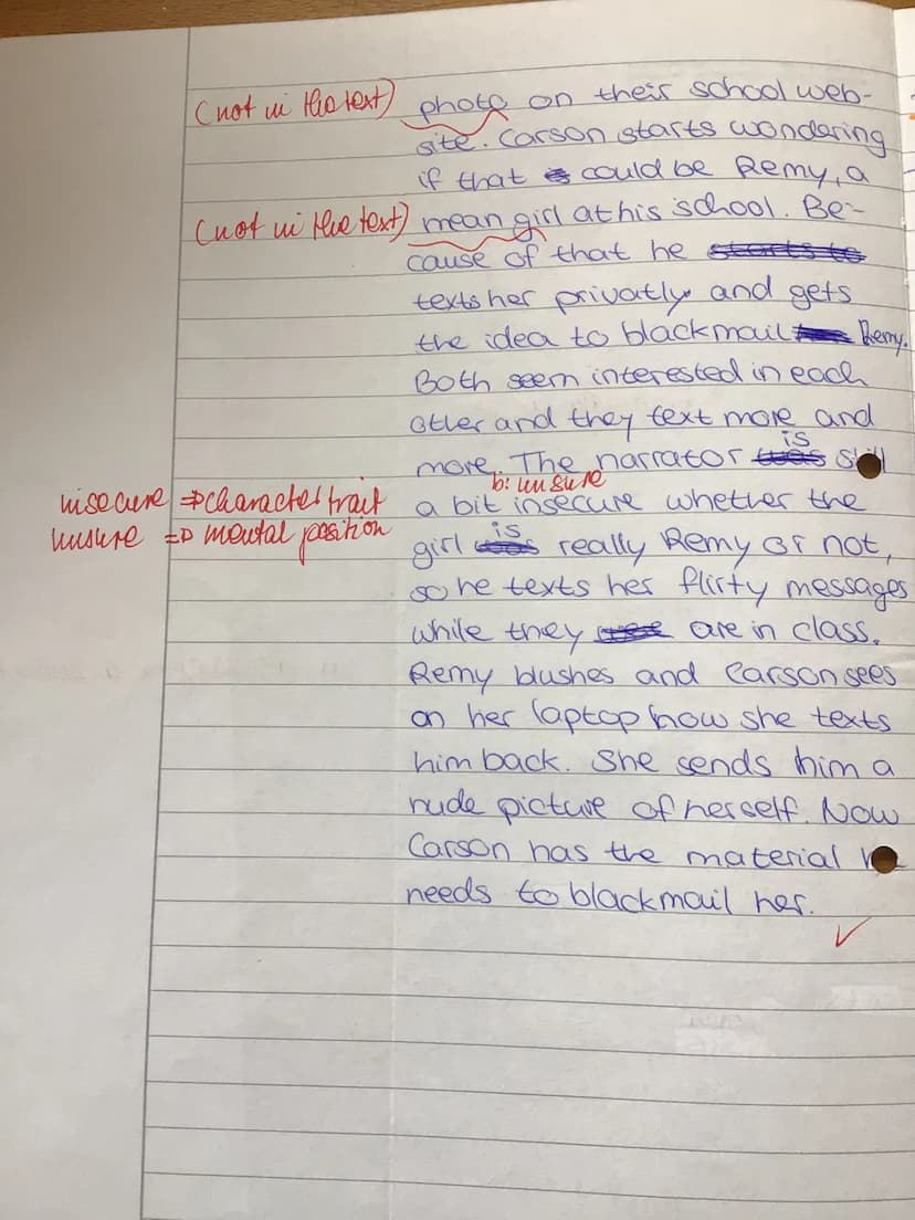 PART 2: Reading and Writing:
Text:
The narrator Carson Phillips, a rather unpopular student at Clover High School, has set up a literature
m