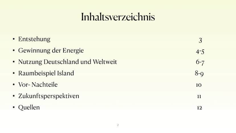 Geothermie ●
●
●
●
• Vor- Nachteile
Zukunftsperspektiven
●
Entstehung
Gewinnung der Energie
Nutzung Deutschland und Weltweit
Raumbeispiel Is