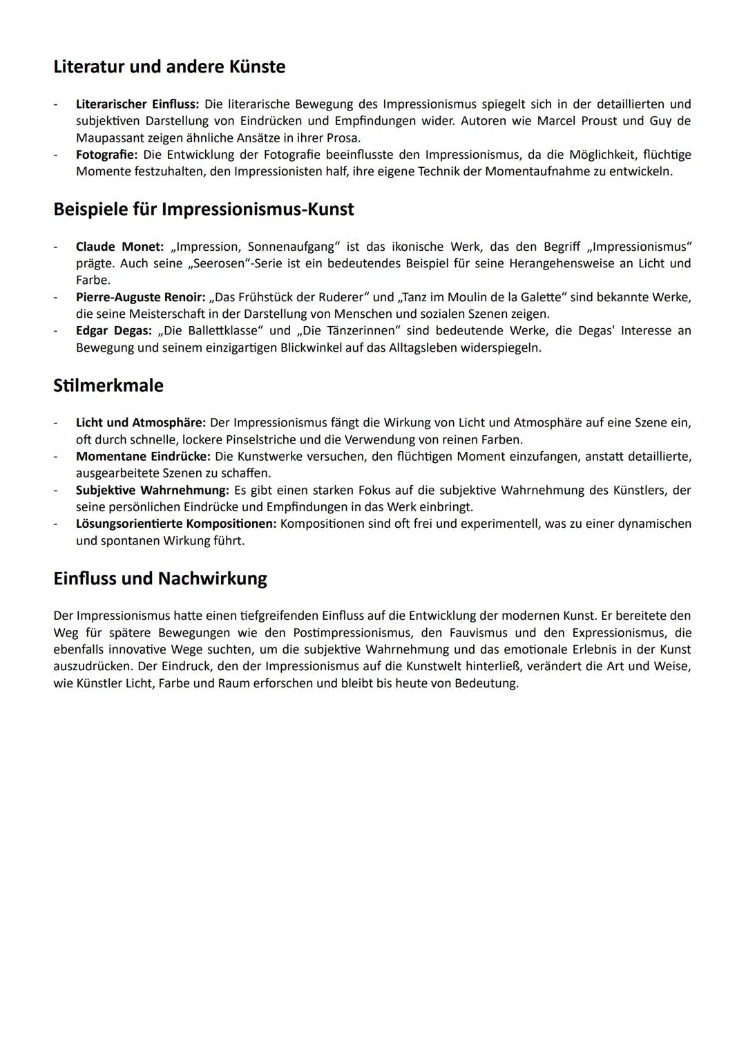 Impressionismus
Der Impressionismus ist eine zentrale Kunstrichtung des späten 19. Jahrhunderts, die etwa von den 1860er Jahren
bis in die 1