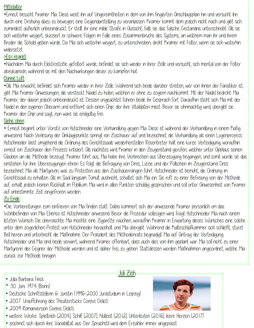 Juli Zeh - Corpus Delicti Ein Prozess
Zusammenfassung:
Das Vorwort
• aus Schrift von Heinrich Kramer -> Gesundheit als höchstes Ziel des Men