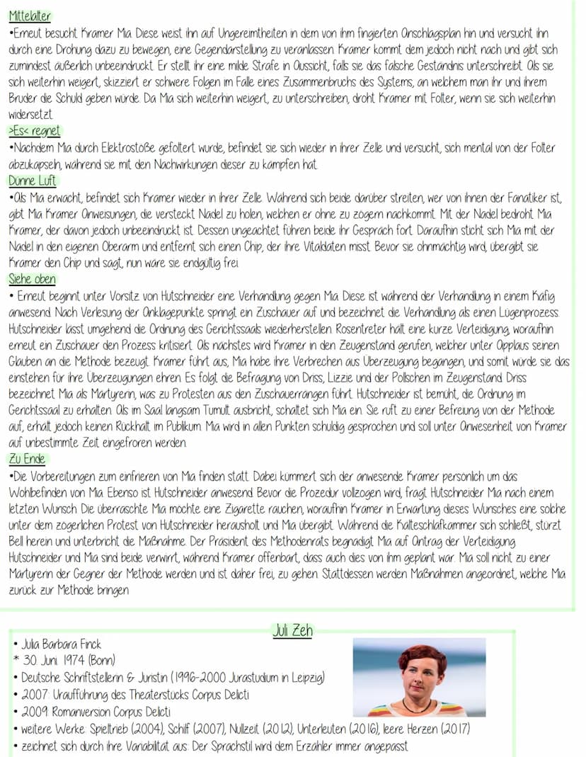 Juli Zeh - Corpus Delicti Ein Prozess
Zusammenfassung:
Das Vorwort
• aus Schrift von Heinrich Kramer -> Gesundheit als höchstes Ziel des Men