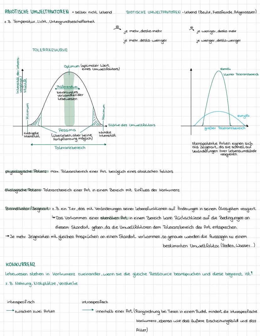 Toleranz gegenüber Umweltfaktoren
AUFBAU EINES ÖKOSYSTEMS
Biotop (einer Art): räumlich abgrenzbare Lebensbereiche einer Art, der durch abiot
