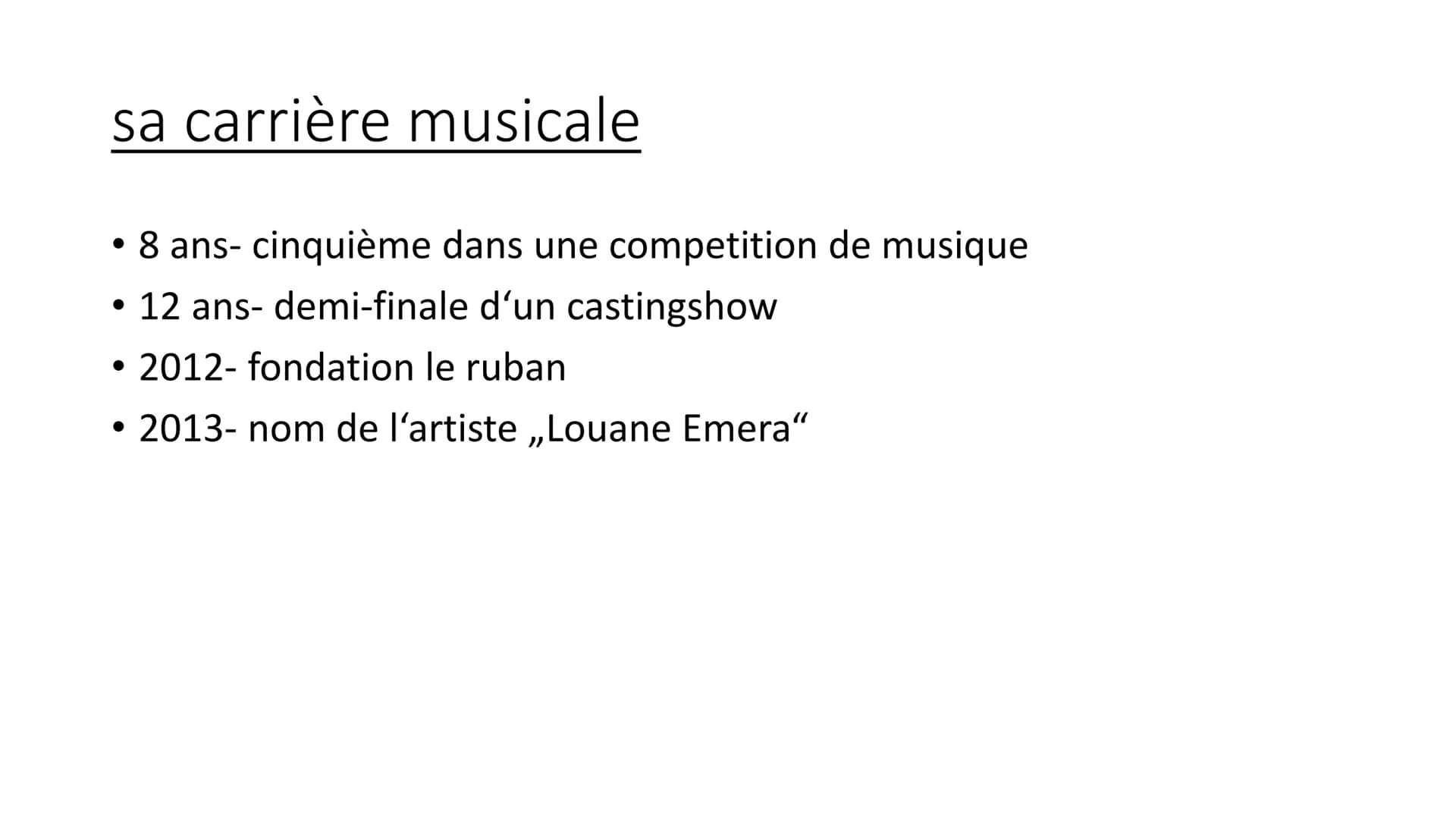 Französisch mündliche Prüfung
Bonjour et bienvenue dans ma présentation. Aujourd'hui je vous presente la chanteuse
Louane. Je vais d'abord v