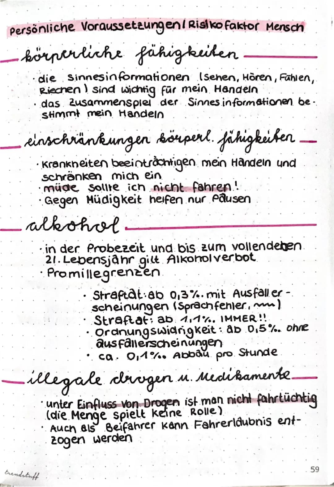 Lernzettel Fahrschule Theorie