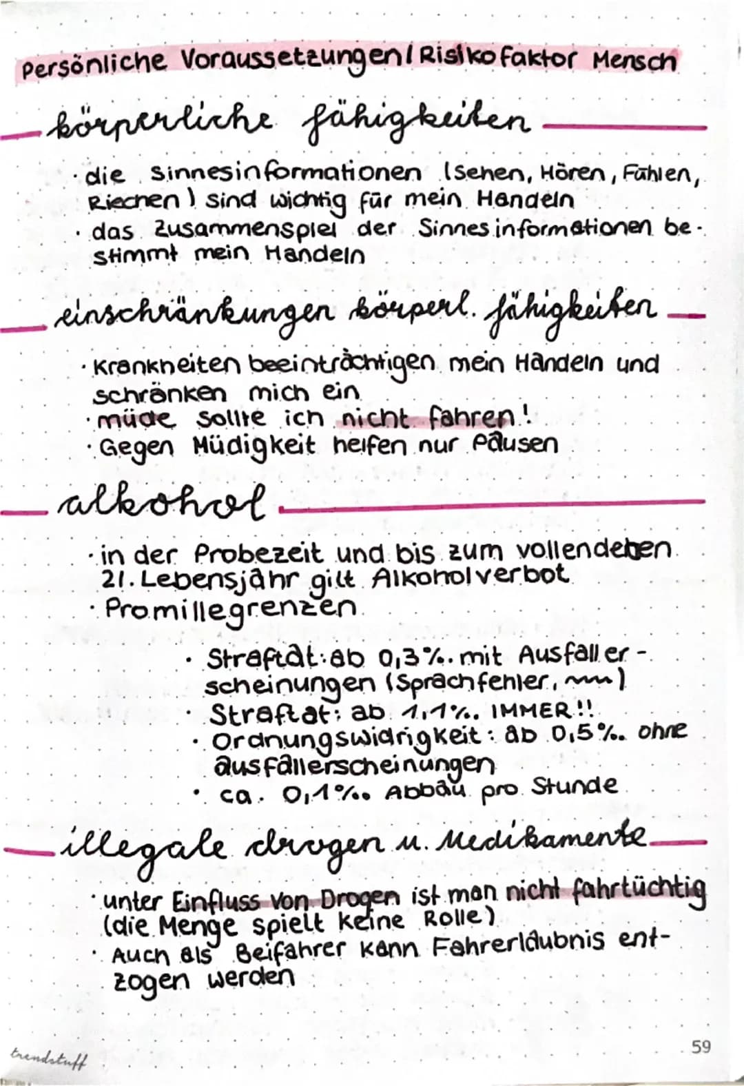 --- OCR Start ---
Persönliche Voraussetzungen / Risikofaktor Mensch
körperliche fähigkeiten
die Sinnesinformationen (senen, Hören, Fühlen,
R