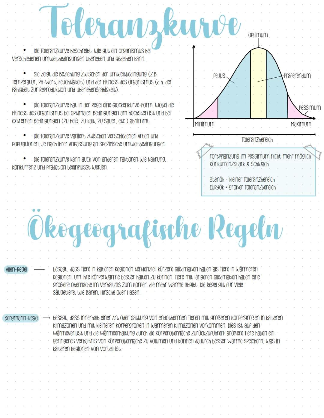 # Abiotische

# Faktoren

## Themen:

- Toleranzkurve

- Ökogeogransche Regeln

- Umweltfaktoren

- Minimumregeln

- RGT-Regel # Toleranzkur