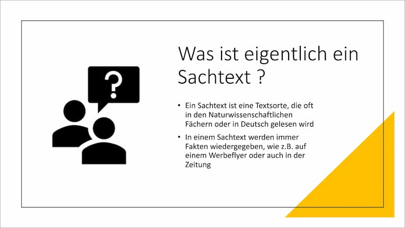 Sachtext Analyse Gliederung
der
Präsentation
●
●
●
Was sind eigentlich Sachtexte ?
Die einzelnen Schritte zu einer
Analyse
Formulierungshilf