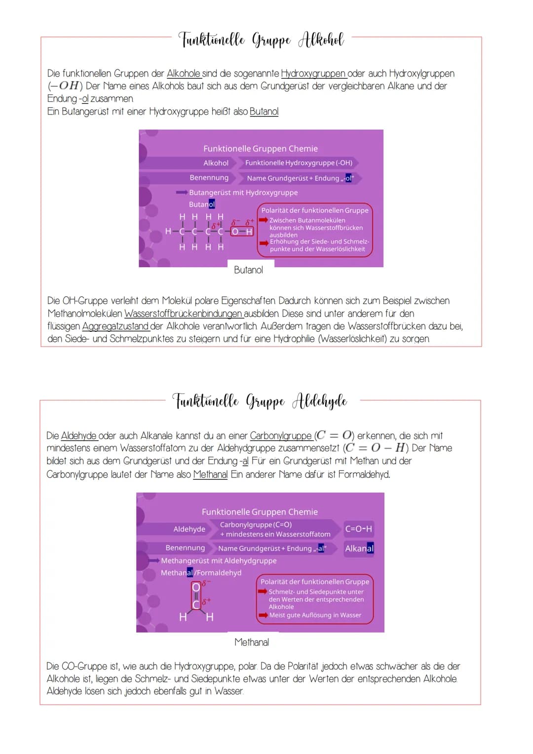 Funktionelle Gruppen
Erklärung funktioneller Gruppen
Eine funktionelle Gruppe ist vor allem in der organischen Chemie wichtig Man kann sie s
