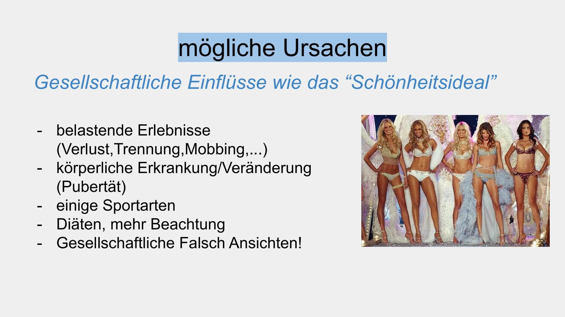 Magersucht
Präsentation von Gliederung
• Definition
mögliche Ursachen
psychische Merkmale
●
• körperliche Merkmale
potentielle Auslöser
Folg