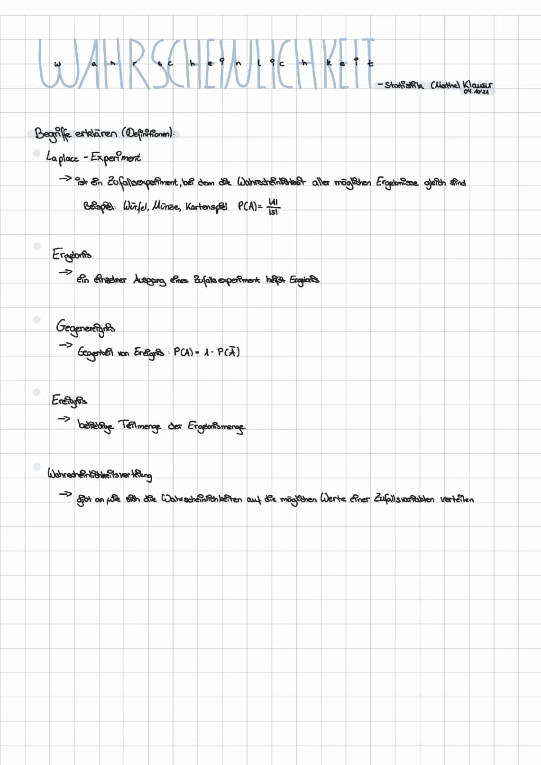 Wahrscheinlichkeit - Statistik Teil 1