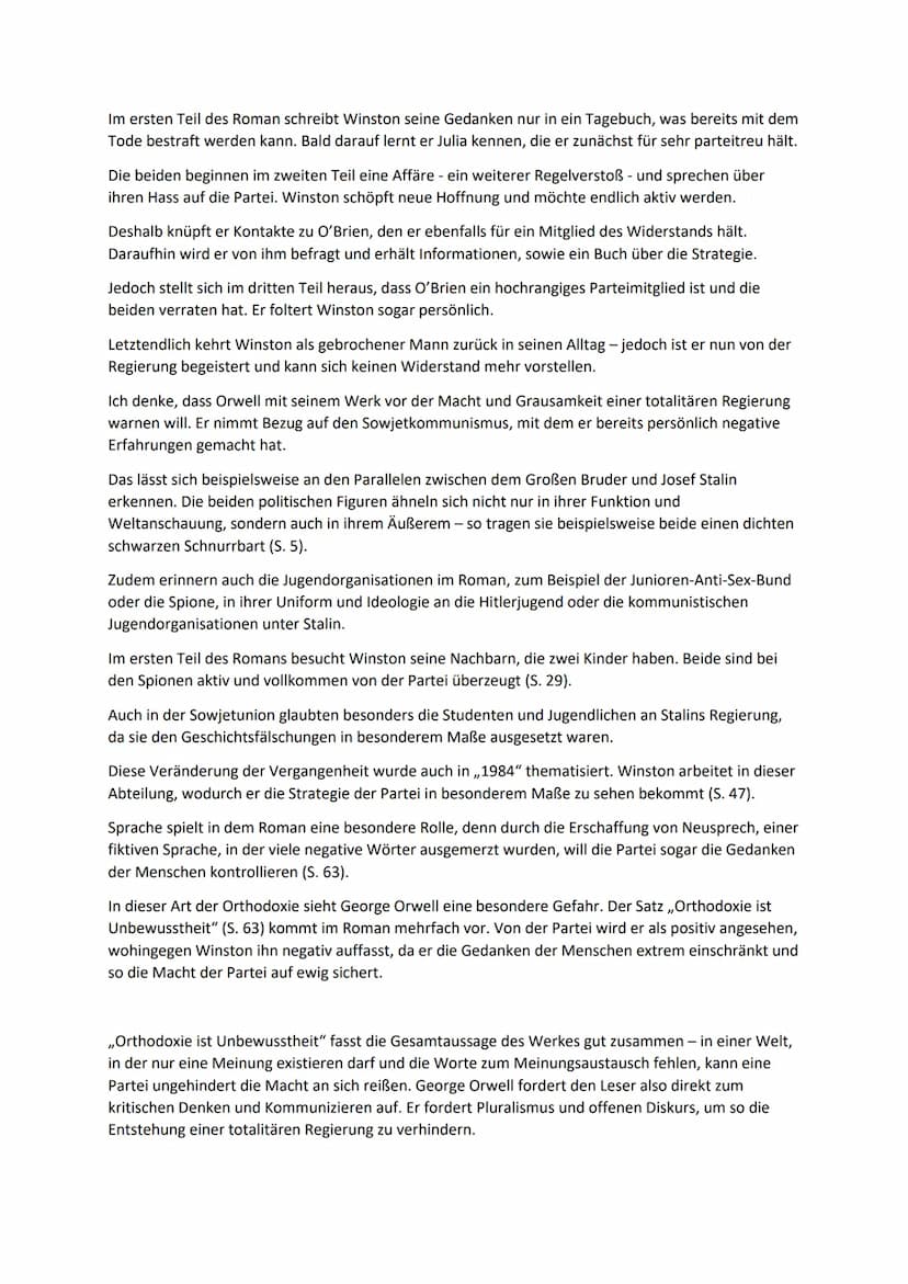 1984 - VOLLSTÄNDIGE Analyse
1984 von George Orwell (übersetzt von Holger Hanowell)
Handlungsübersicht, Charakterisierungen, zeitliche Einord