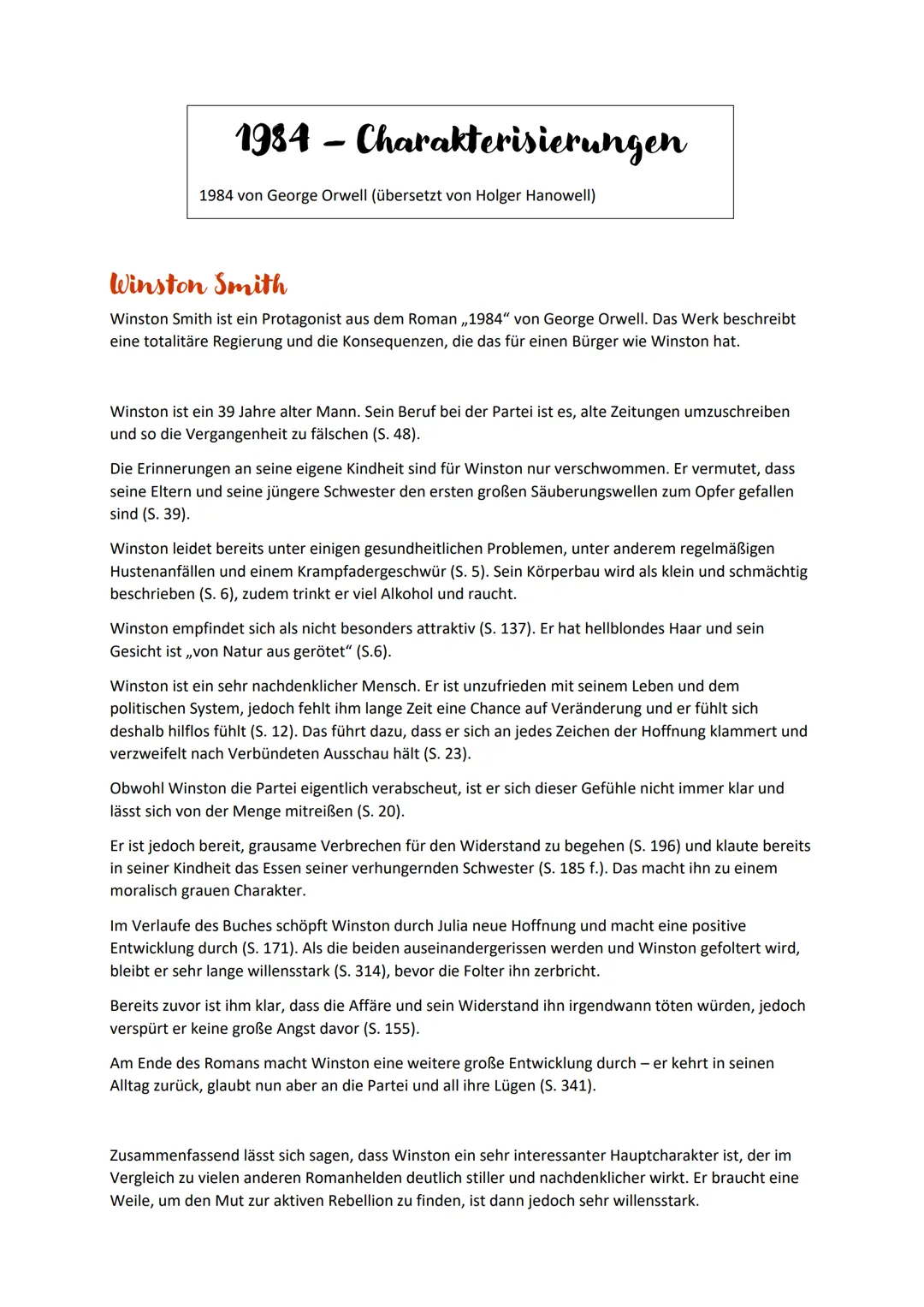 1984 - VOLLSTÄNDIGE Analyse
1984 von George Orwell (übersetzt von Holger Hanowell)
Handlungsübersicht, Charakterisierungen, zeitliche Einord