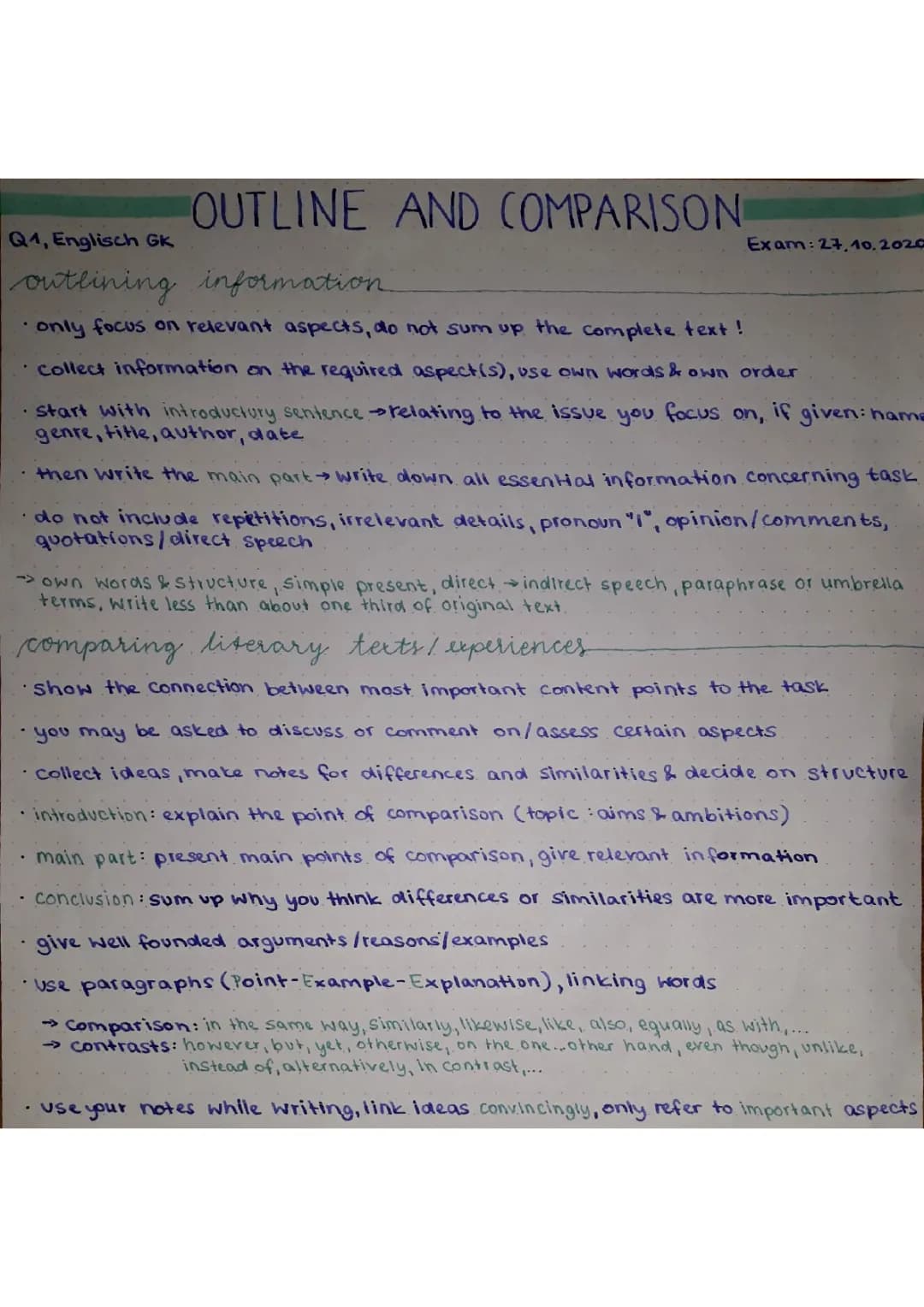 How to Write an Outline: Compare and Comparison Examples