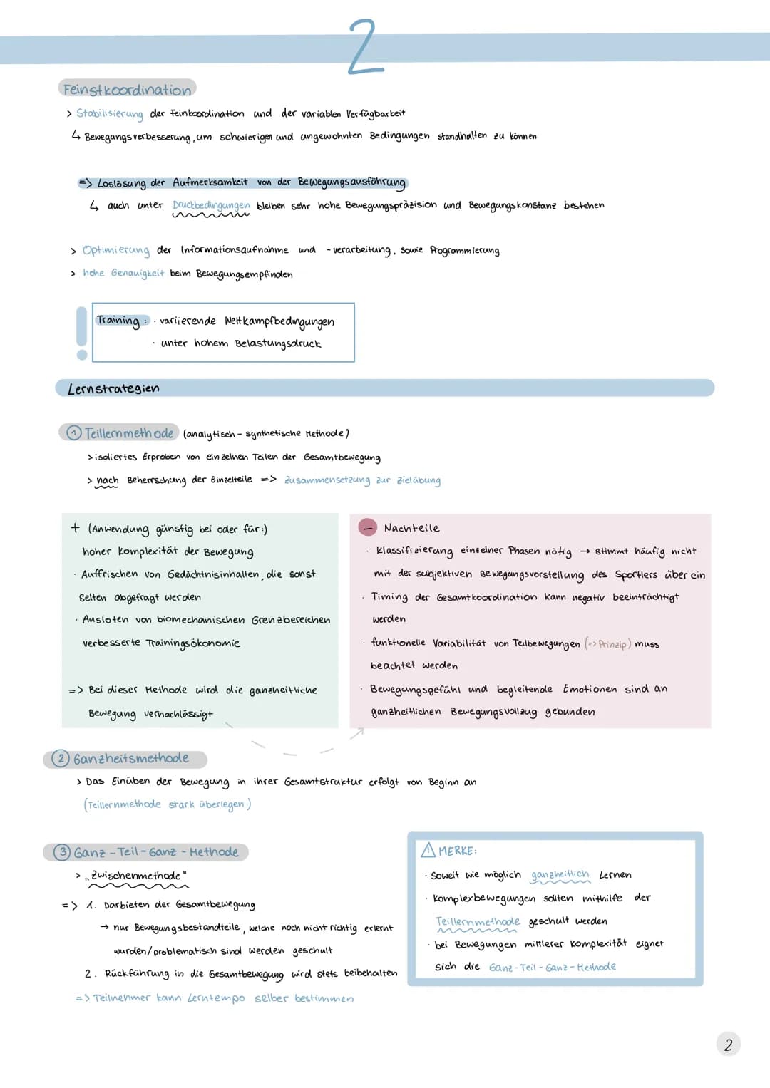 motorisches
Lernpha senmodell nach Meinel & Schnabel (1977)
Drei Phasen des motorischen Lernens:
Entwicklung der Grobkoordination
2 Entwickl