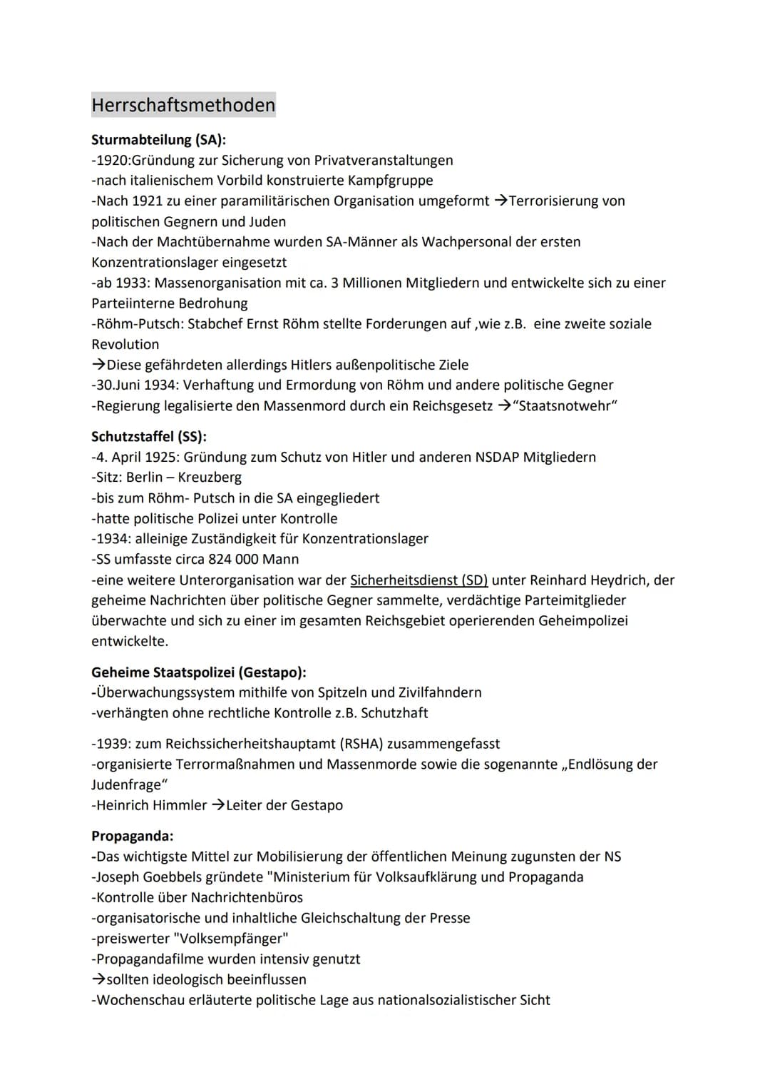 Organisation und Herrschaftsmethoden des NS-Staates
Organisation
Monokratie oder Polykratie? : Ziel der nationalistischen Umgestaltung von
S