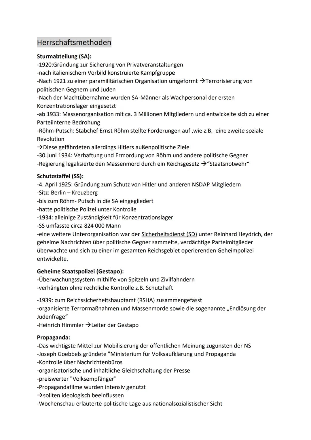 Organisation und Herrschaftsmethoden des NS-Staates
Organisation
Monokratie oder Polykratie? : Ziel der nationalistischen Umgestaltung von
S