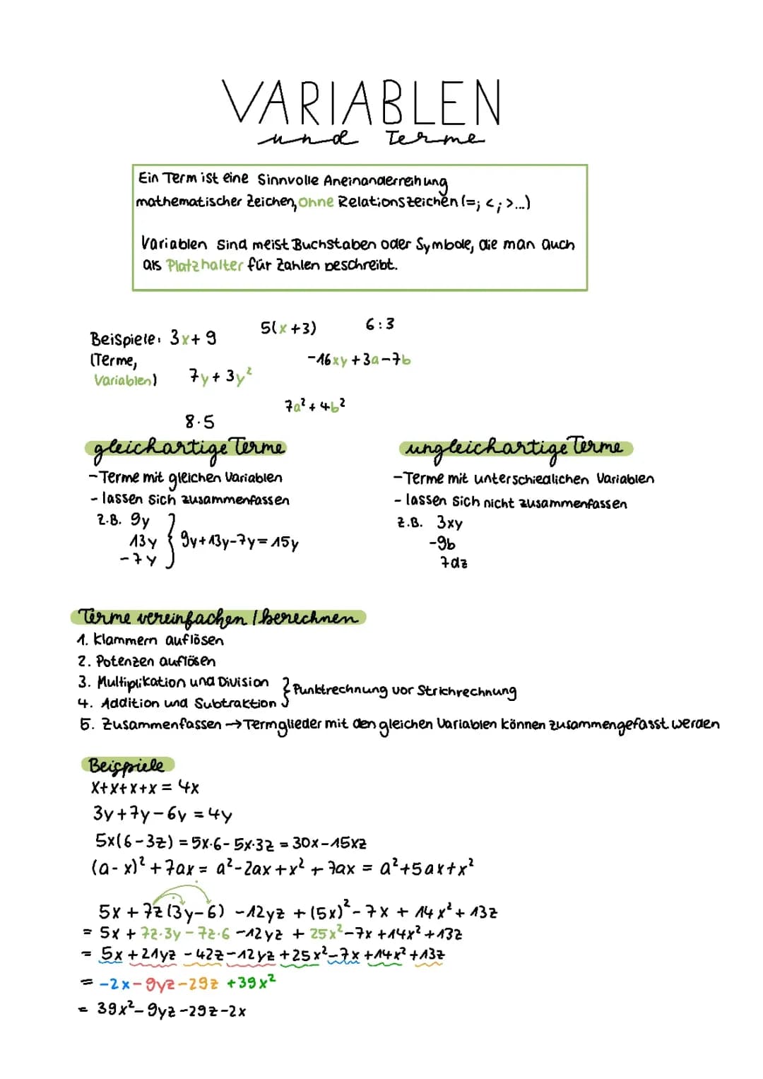 Variablen und Terme