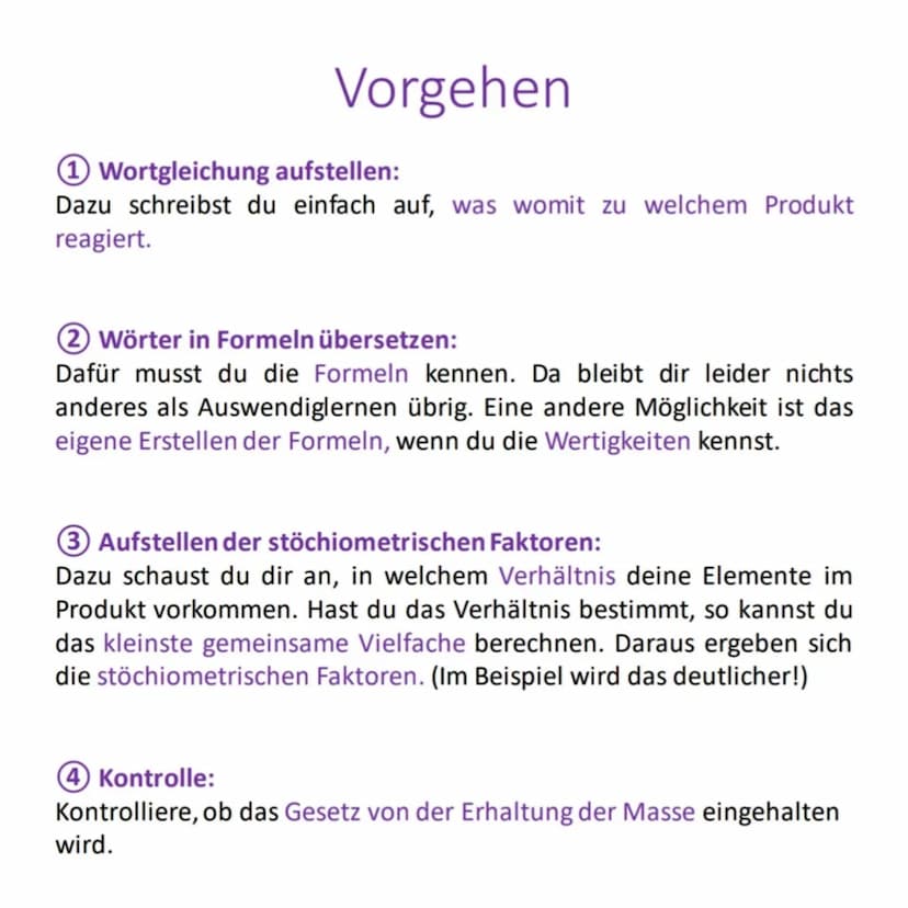 Allgemeines
Eine chemische Reaktions-
gleichung beschreibt die
Umwandlung von Stoffen in
einer chemischen Reaktion.
Sie wird mit Worten, For