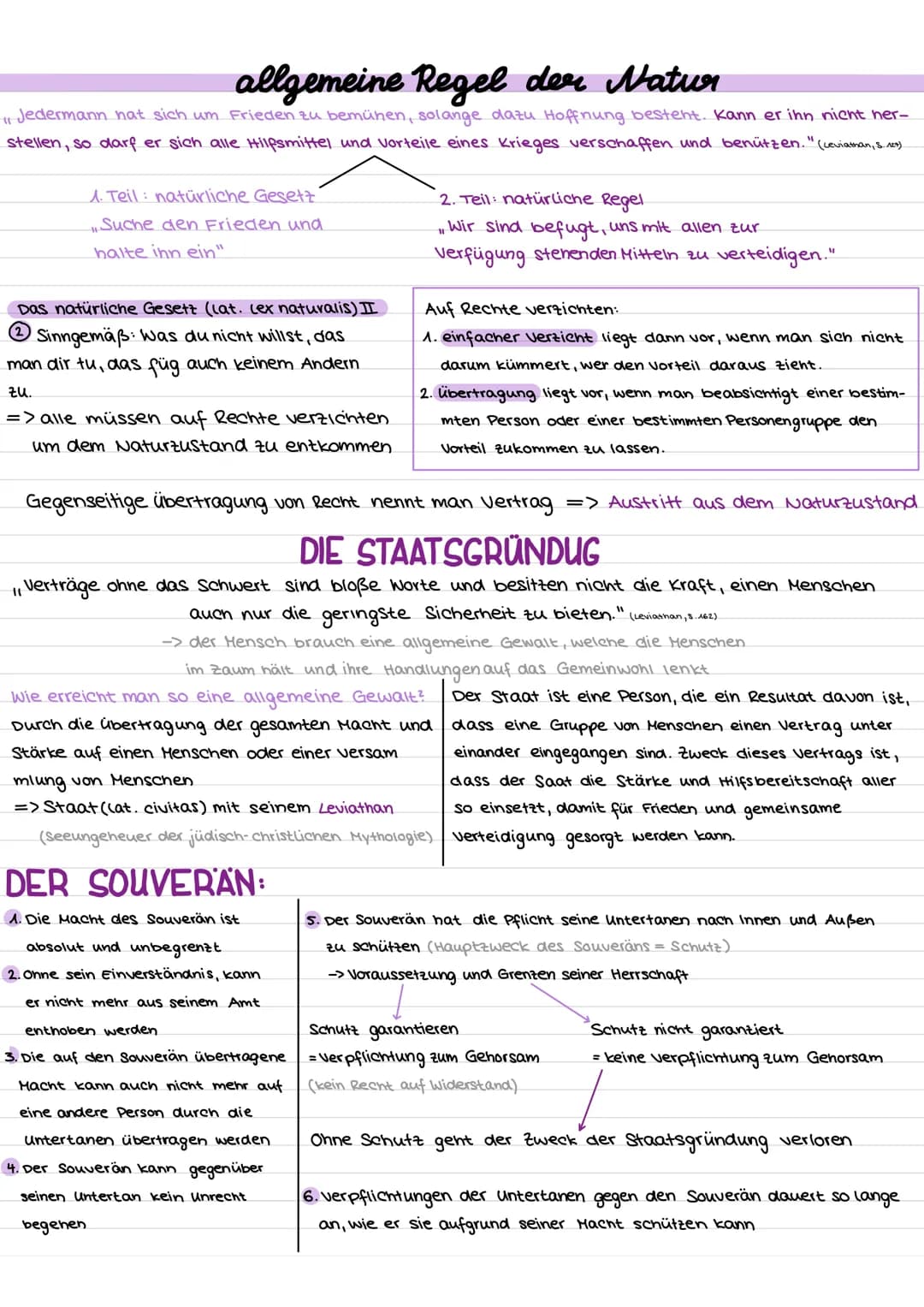 DER NATURZUSTAND als theoretischer Ausgangspunkt.
Naturzustand = vorstaatlicher Zustand (Menschen kennen keine staatlichen Strukturen und ke