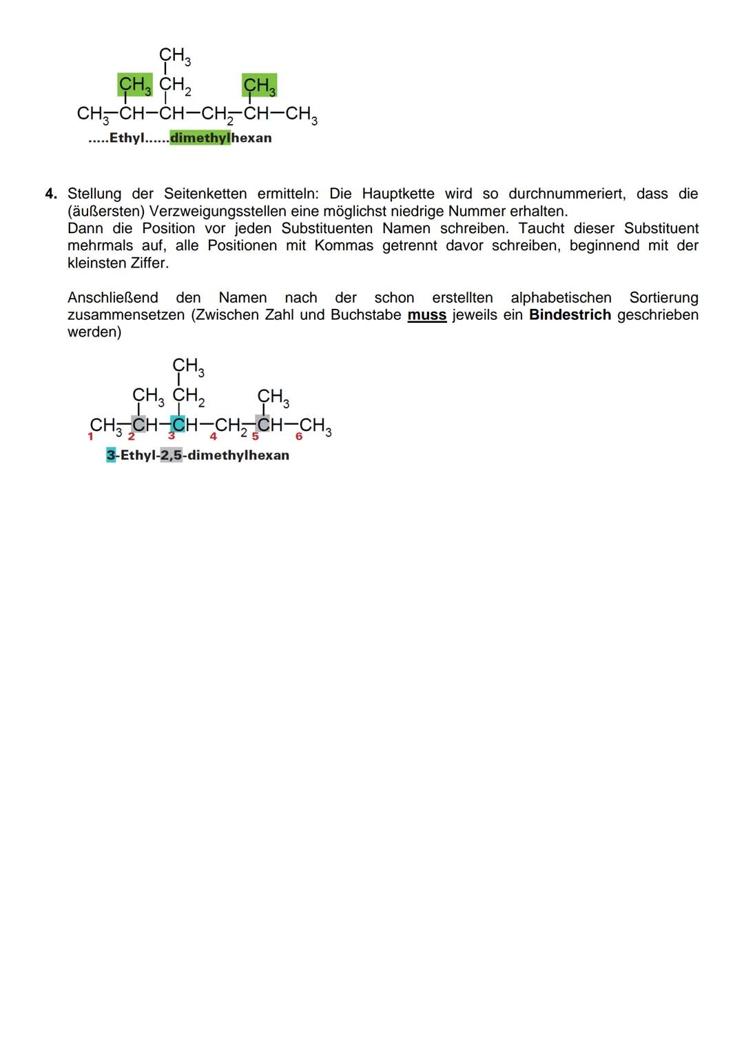 Benennung von Alkanen - Nomenklatur nach IUPAC
Die Bezeichnung komplizierter verzweigter Alkane und auch anderer organischer Stoffe lassen s