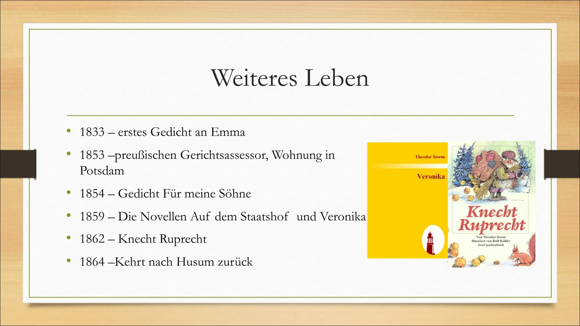 Theodor Storm
und seine Werke ●
●
Grundinformationen
Familie
Bildung
Weiteres Leben
Die Bekanntesten Werke
Gliederung • Name: Hans Theodor W