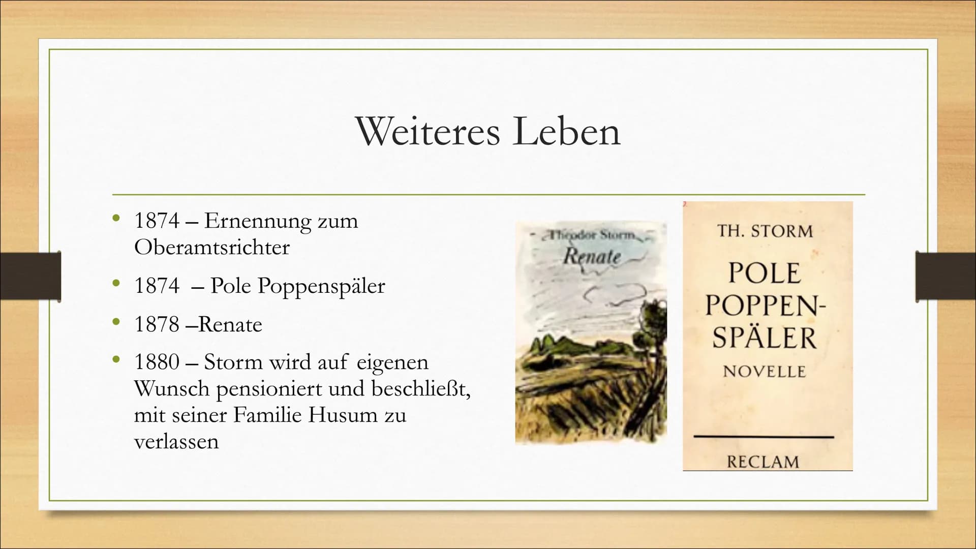 Theodor Storm
und seine Werke ●
●
Grundinformationen
Familie
Bildung
Weiteres Leben
Die Bekanntesten Werke
Gliederung • Name: Hans Theodor W